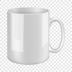 White mug mockup. Realistic illustration of white mug vector mockup for web