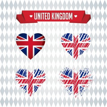 Britain with love. Design vector broken heart with flag inside.