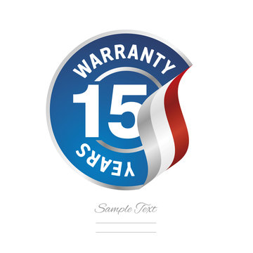 15 Years Warranty blue icon stamp vector