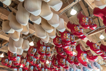 Famous traditional Dutch wooden clogs