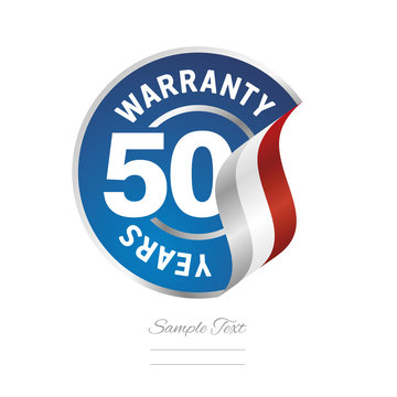 50 Years Warranty blue icon stamp vector