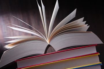 Composition with open book on the table