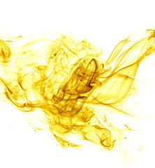 Yellow smoke on white background