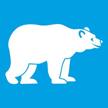 Bear icon white isolated on blue background vector illustration
