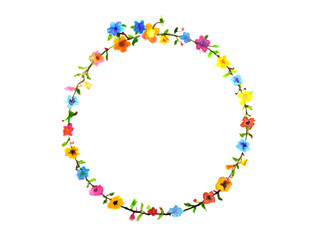 watercolor hand drawn painting branch flower circle isolated on a white background . 