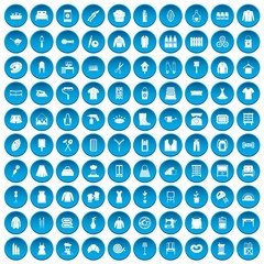 100 needlework icons set in blue circle isolated on white vector illustration