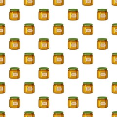 Jar of honey pattern seamless repeat in cartoon style vector illustration