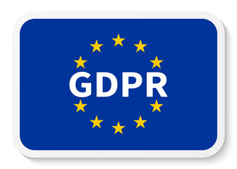 Rectangle Sticker Icon with the Flag of the EU and GDPR / General Data Protection Regulation.
