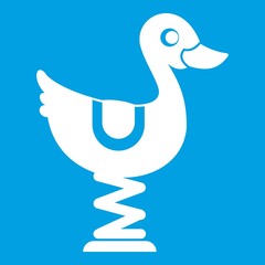 Duck ride in playground icon white isolated on blue background vector illustration