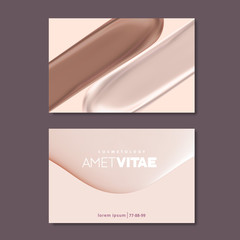 Business card templates for makeup artist, pastel colors and liquid textures. Cosmetic or beauty vector background