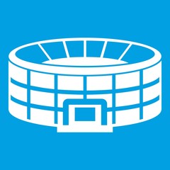 Stadium icon white isolated on blue background vector illustration