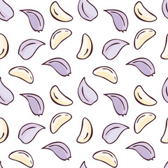 Colourful seamless pattern in doodle style with the image of fresh vegetables. Vector background.