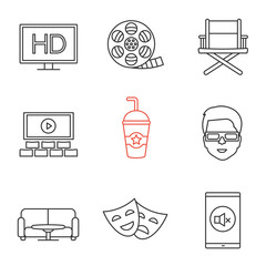 Cinema linear icons set