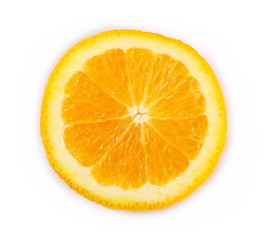 Slice of fresh orange isolated on white background, top view
