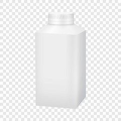 White blank plastic bottle with cap mockup. Realistic illustration of white blank plastic bottle with cap vector mockup for web