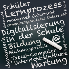 Tafel und Kreide mit Digitalisierung in der Schule