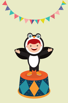  kids in pinguin costume illustration