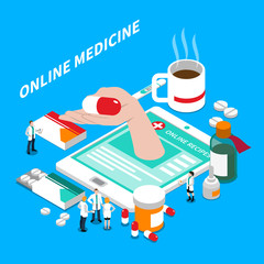 Online Medicine Isometric Composition