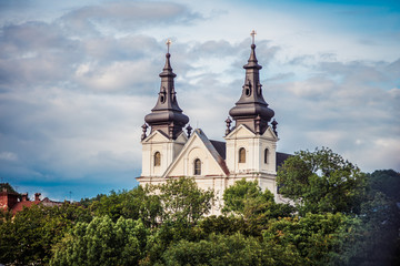 Fototapeta na wymiar Lviv city view, Carmelite Church, Michael the Archangel church