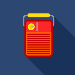 VINTAGE SPACE HEATER
Illustrate red space heater on dark blue background.