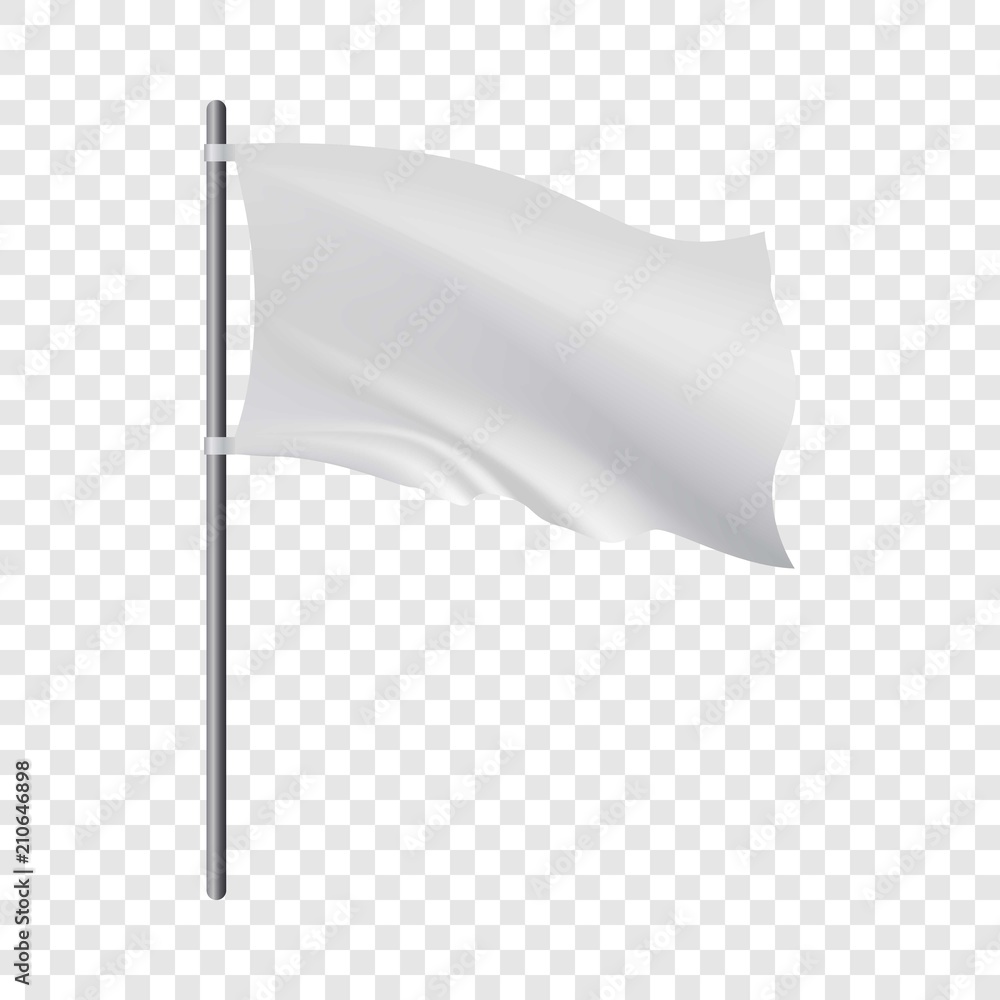 Poster empty white flag developing in the wind mockup. realistic illustration of empty white flag developin