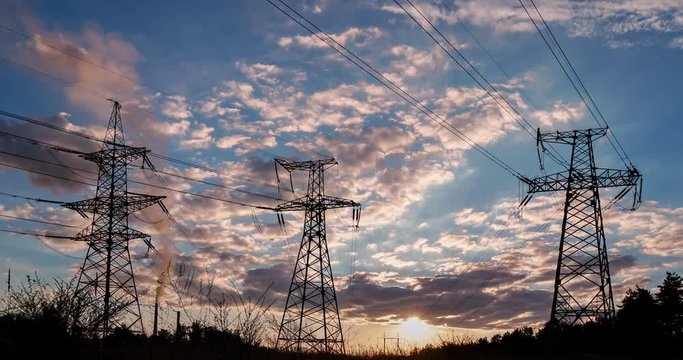 Power Line. pylon against a blue sky