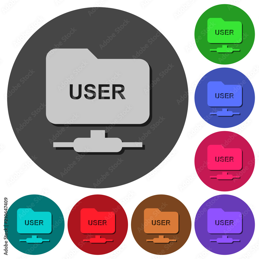 Poster ftp authentication username icons with shadows on round backgrounds