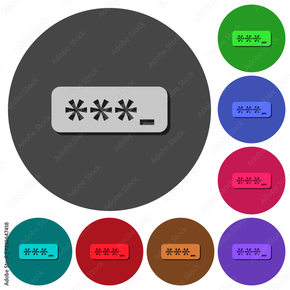 Poster pin code icons with shadows on round backgrounds