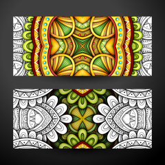 Set of Partially Colored Banners, Web Design Element