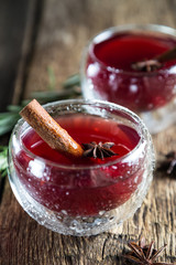 Refreshing cherry fruit drink with cinnamon and badan © Ruslan Mitin