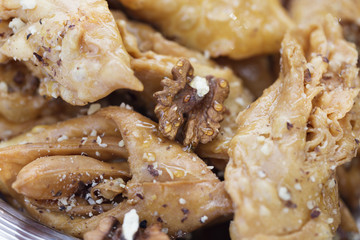 Close-up of the eastern dessert honey baklava.