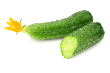fresh cucumber slices isolated on white background