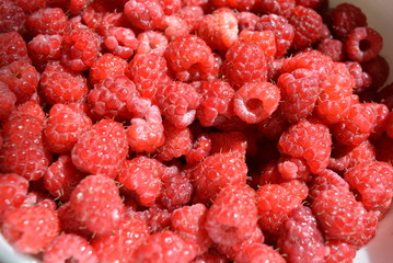 Raspberry from the village washed with water
