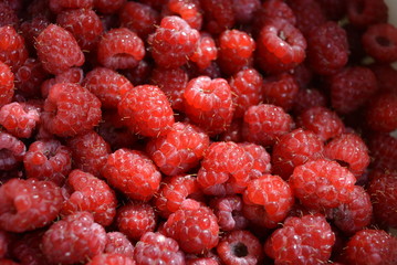 Raspberry from the village washed with water
