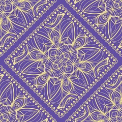 Mandala graphic background, square pattern with floral geometric ornament. vector illustration.