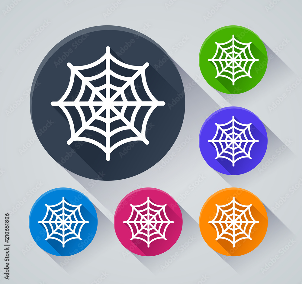 Poster cobweb circle icons with shadow