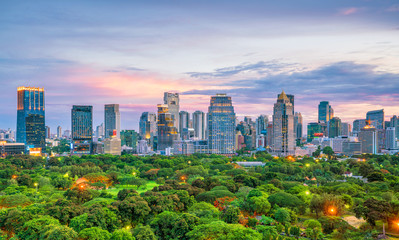 Fototapeta premium Bangkok city skyline from top view in Thailand