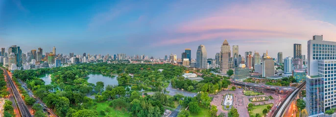 Zelfklevend Fotobehang Bangkok city skyline with Lumpini park  from top view in Thailand © f11photo