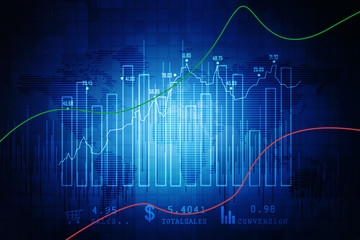 2d rendering Stock market online business concept. business Graph
