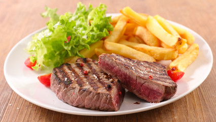 beef steak and french fries