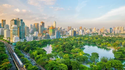 Foto op Aluminium Bangkok city skyline with Lumpini park  from top view in Thailand © f11photo