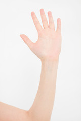 hand isolated on white.Voting hand. Mock up. Copy space. Template. Blank.