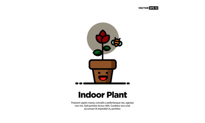 Indoor Plant Vector Illustration with Smiley Face