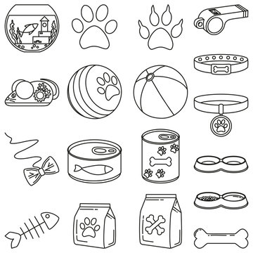 Line art black and white 18 pet shop elements