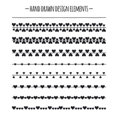 Romantic Brushes. Border with Heart. Hand Drawn Vector Line Border Set. Design element. Valentine Day. Trendy doodle style.