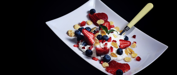 Curd dessert with fresh berries