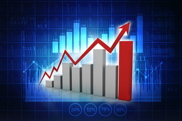 3d rendering Stock market online business concept. business Graph 