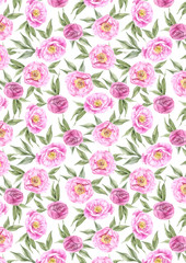 background with watercolor flowers peonies