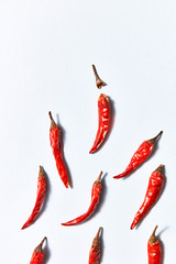 Dried chili peppers isolated on white background