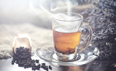 Brewed tea on a serving table